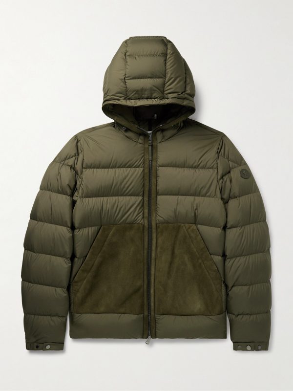 Tuffes Slim-Fit Suede-Trimmed Quilted Shell Down Hooded Jacket