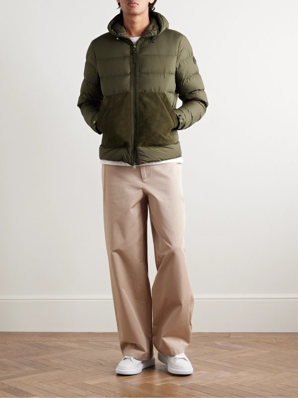 Tuffes Slim-Fit Suede-Trimmed Quilted Shell Down Hooded Jacket - OU