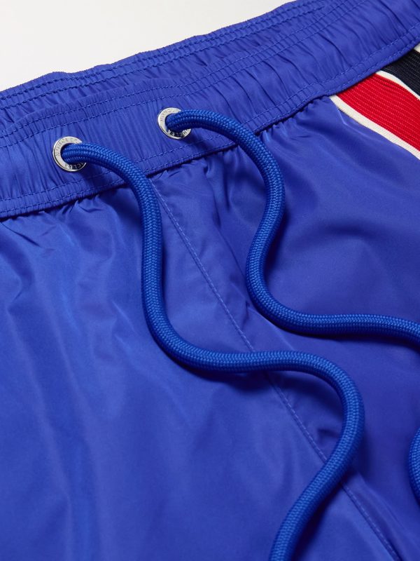 Straight-Leg Mid-Length Logo-Appliquéd Striped Recycled Swim Shorts - CU