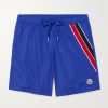 Straight-Leg Mid-Length Logo-Appliquéd Striped Recycled Swim Shorts