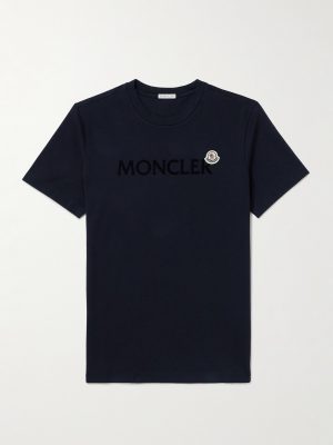 Slim-Fit Logo-Flocked Cotton-Jersey T-Shirt Slim-Fit Logo-Flocked Cotton-Jersey T-Shirt