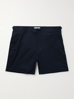 Straight-Leg Mid-Length Seersucker Swim Shorts Straight-Leg Mid-Length Seersucker Swim Shorts