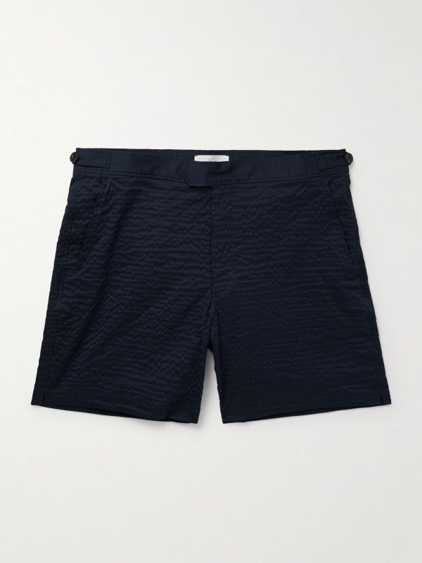 Straight-Leg Mid-Length Seersucker Swim Shorts Straight-Leg Mid-Length Seersucker Swim Shorts