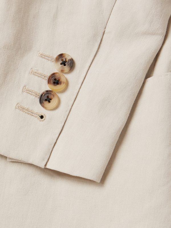 Slim-Fit Unstructured Double-Breasted Linen Suit Jacket - CU Slim-Fit Unstructured Double-Breasted Linen Suit Jacket - CU