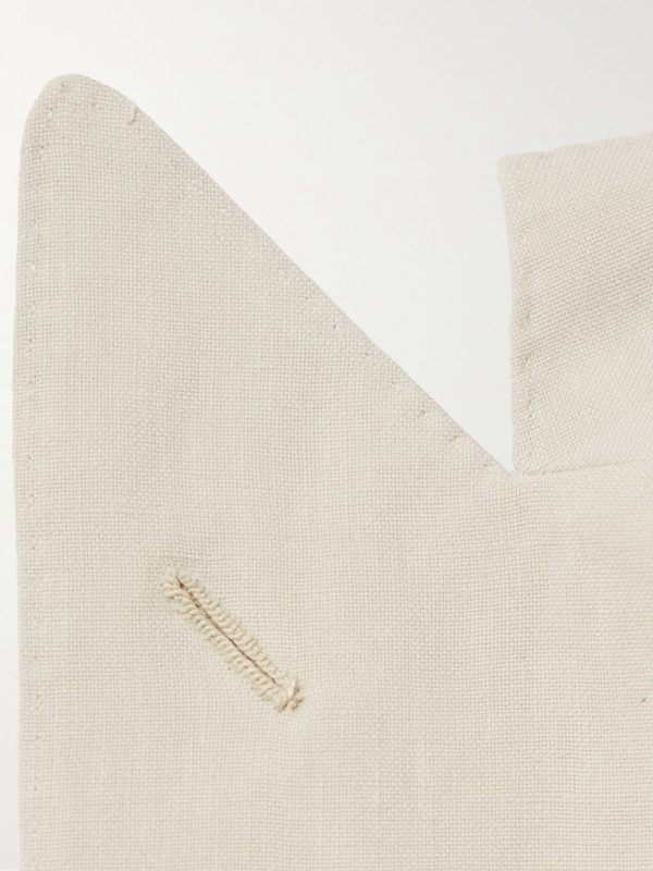 Slim-Fit Unstructured Double-Breasted Linen Suit Jacket - E1 Slim-Fit Unstructured Double-Breasted Linen Suit Jacket - E1
