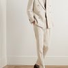 Slim-Fit Unstructured Double-Breasted Linen Suit Jacket - OU Slim-Fit Unstructured Double-Breasted Linen Suit Jacket - OU