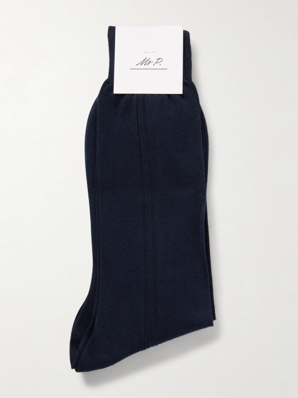 Two-Pack Ribbed Organic Cotton Socks - E1