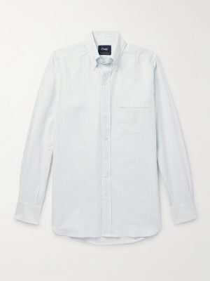 Button-Down Collar Striped Cotton Oxford Shirt
