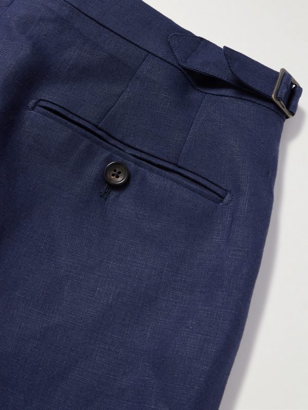 Straight-Leg Pleated Linen Suit Trousers - CU Straight-Leg Pleated Linen Suit Trousers - CU