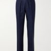 Straight-Leg Pleated Linen Suit Trousers Straight-Leg Pleated Linen Suit Trousers
