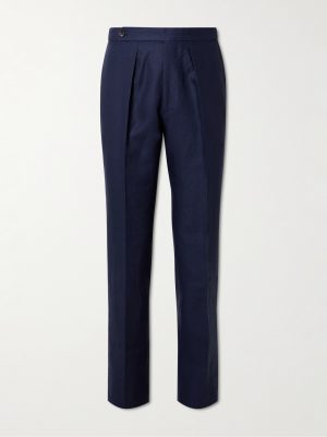 Straight-Leg Pleated Linen Suit Trousers Straight-Leg Pleated Linen Suit Trousers