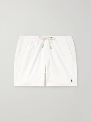 Prepster Straight-Leg Logo-Embroidered Cotton-Corduroy Drawstring Shorts Prepster Straight-Leg Logo-Embroidered Cotton-Corduroy Drawstring Shorts