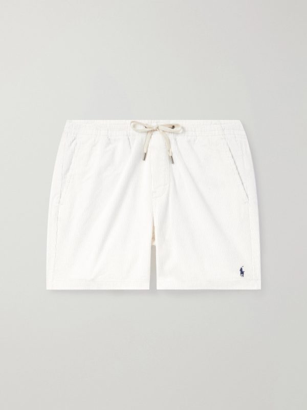 Prepster Straight-Leg Logo-Embroidered Cotton-Corduroy Drawstring Shorts Prepster Straight-Leg Logo-Embroidered Cotton-Corduroy Drawstring Shorts