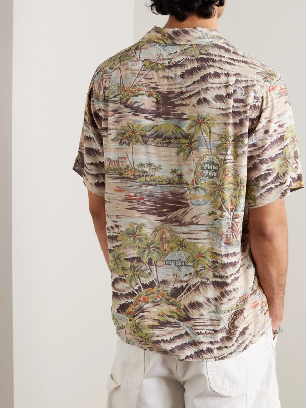 Convertible-Collar Printed Woven Shirt - BK Convertible-Collar Printed Woven Shirt - BK
