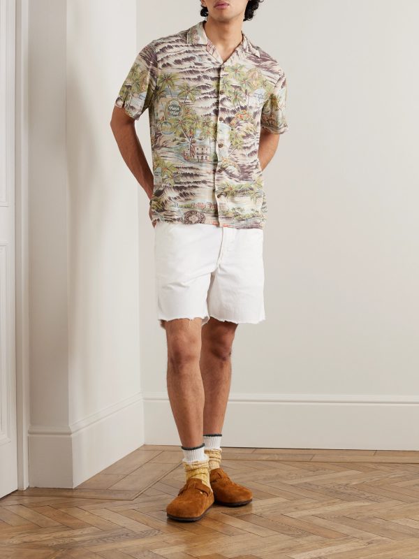 Convertible-Collar Printed Woven Shirt - OU Convertible-Collar Printed Woven Shirt - OU