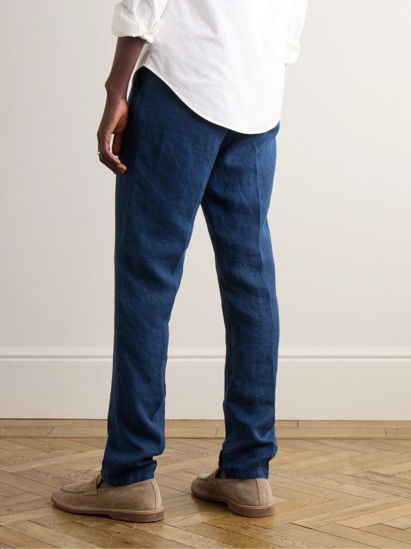 Straight-Leg Hemp-Twill Trousers - BK Straight-Leg Hemp-Twill Trousers - BK