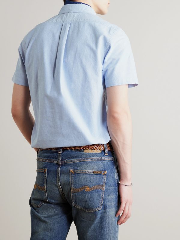 Button Down-Collar Logo-Embroidered Cotton Oxford Shirt - BK Button Down-Collar Logo-Embroidered Cotton Oxford Shirt - BK