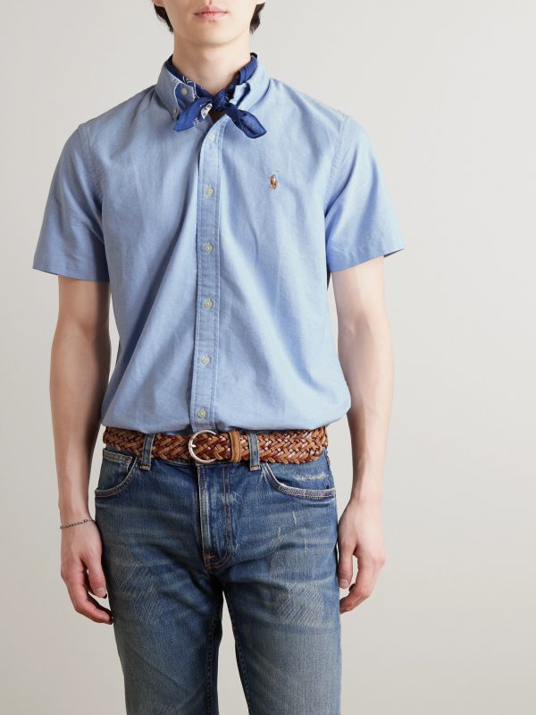 Button Down-Collar Logo-Embroidered Cotton Oxford Shirt - FR Button Down-Collar Logo-Embroidered Cotton Oxford Shirt - FR