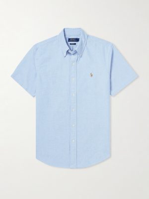 Button Down-Collar Logo-Embroidered Cotton Oxford Shirt Button Down-Collar Logo-Embroidered Cotton Oxford Shirt