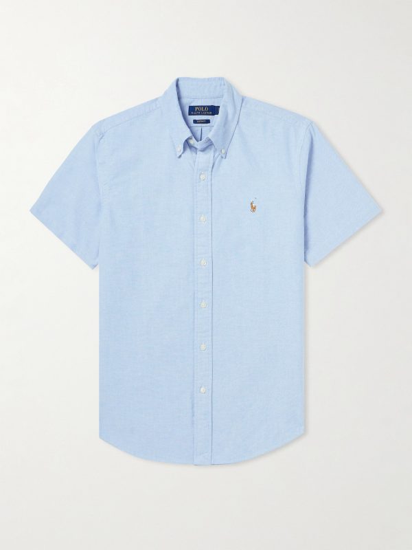 Button Down-Collar Logo-Embroidered Cotton Oxford Shirt Button Down-Collar Logo-Embroidered Cotton Oxford Shirt