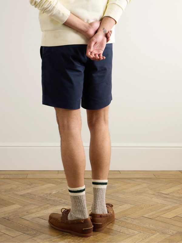 Slim-Fit Straight-Leg Stretch-Cotton Twill Shorts - BK