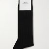 Ribbed Cotton-Blend Socks - E1
