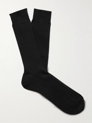 Ribbed Cotton-Blend Socks