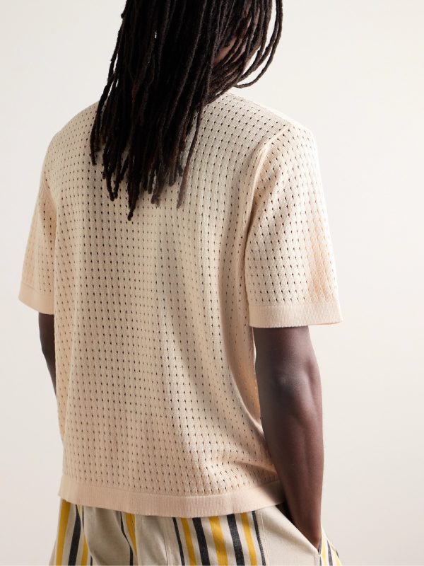 Pointelle-Knit Mercerized Pima Cotton Shirt - BK Pointelle-Knit Mercerized Pima Cotton Shirt - BK