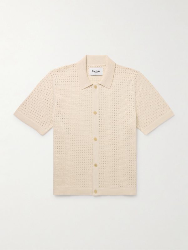 Pointelle-Knit Mercerized Pima Cotton Shirt Pointelle-Knit Mercerized Pima Cotton Shirt