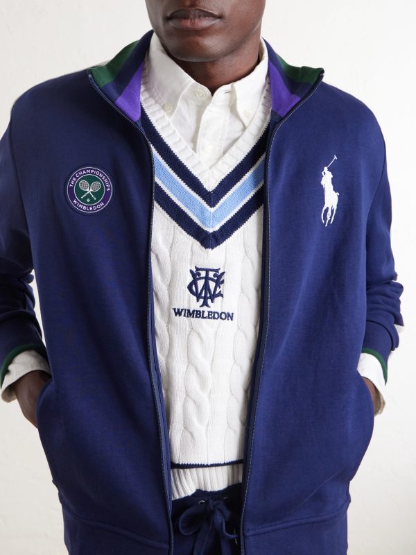 + Wimbledon Mesh-Trimmed Cotton-Blend Jersey Track Jacket - CU + Wimbledon Mesh-Trimmed Cotton-Blend Jersey Track Jacket - CU