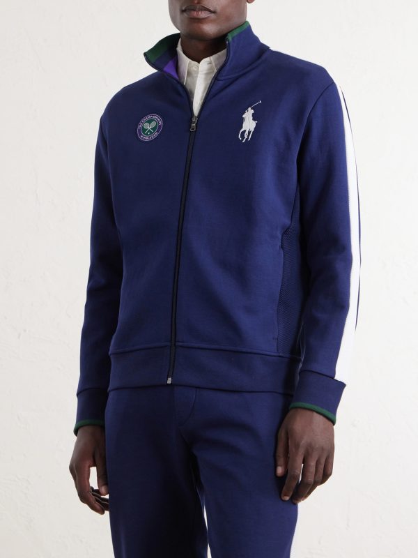 + Wimbledon Mesh-Trimmed Cotton-Blend Jersey Track Jacket - FR + Wimbledon Mesh-Trimmed Cotton-Blend Jersey Track Jacket - FR
