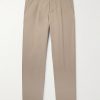 Bill 1080 Tapered Pleated Organic Cotton-Blend Trousers Bill 1080 Tapered Pleated Organic Cotton-Blend Trousers