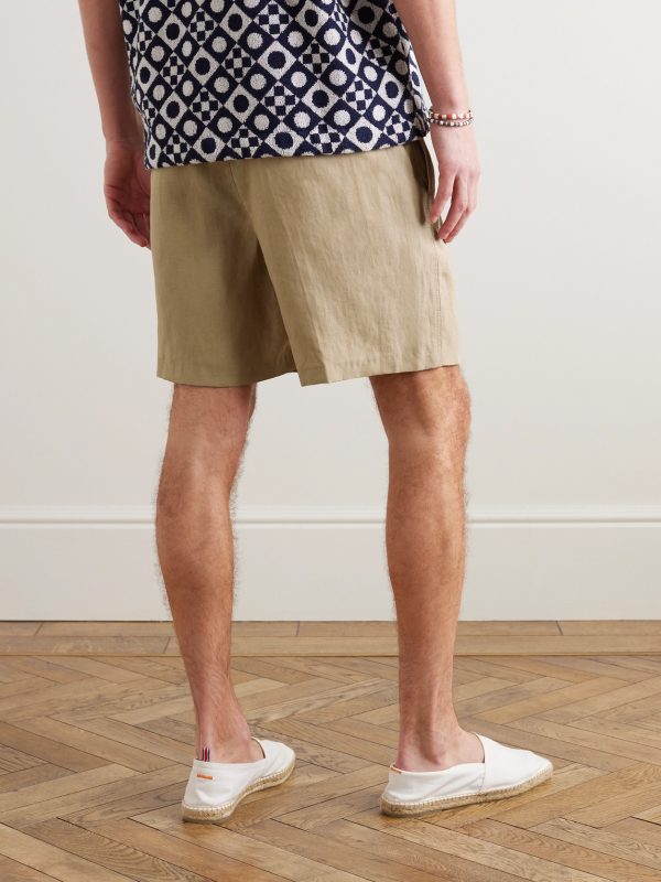 Alex Straight-Leg Linen Drawstring Shorts - BK