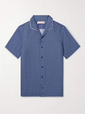 Hibbert Perez Camp-Collar Printed Lyocell Shirt