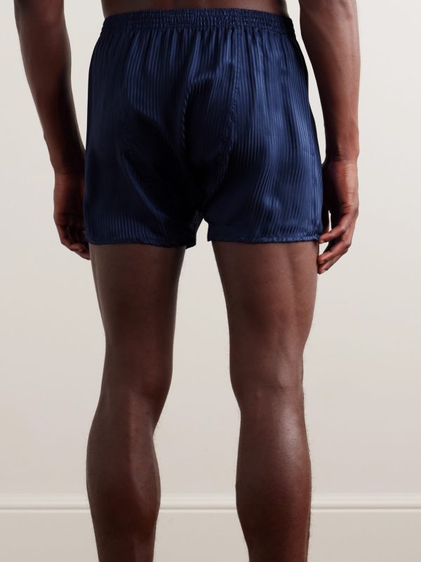 Woburn 8 Striped Silk-Satin Boxer Shorts - BK Woburn 8 Striped Silk-Satin Boxer Shorts - BK