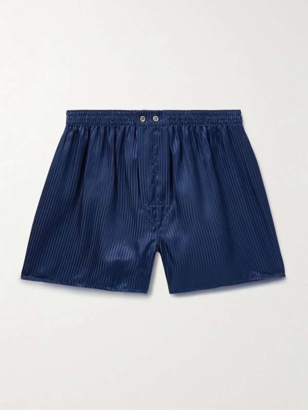 Woburn 8 Striped Silk-Satin Boxer Shorts Woburn 8 Striped Silk-Satin Boxer Shorts