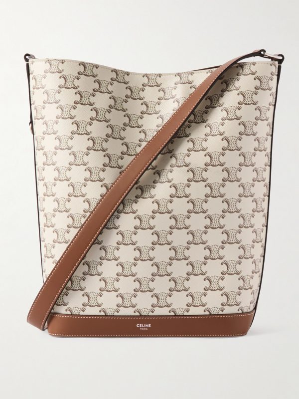 Triomphe Leather-Trimmed Logo-Print Coated-Canvas Tote Bag Triomphe Leather-Trimmed Logo-Print Coated-Canvas Tote Bag