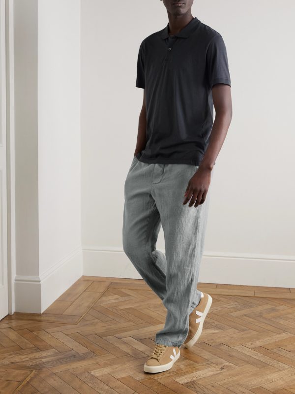 Straight-Leg Garment-Dyed Linen Drawstring Trousers - OU