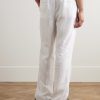 Straight-Leg Garment-Dyed Linen Drawstring Trousers - BK Straight-Leg Garment-Dyed Linen Drawstring Trousers - BK