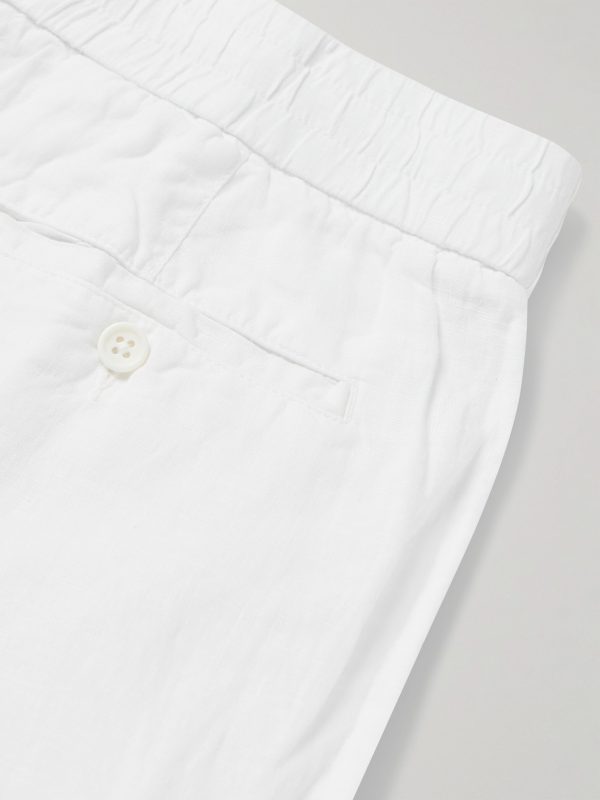Straight-Leg Garment-Dyed Linen Drawstring Trousers - CU Straight-Leg Garment-Dyed Linen Drawstring Trousers - CU