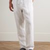 Straight-Leg Garment-Dyed Linen Drawstring Trousers - FR Straight-Leg Garment-Dyed Linen Drawstring Trousers - FR