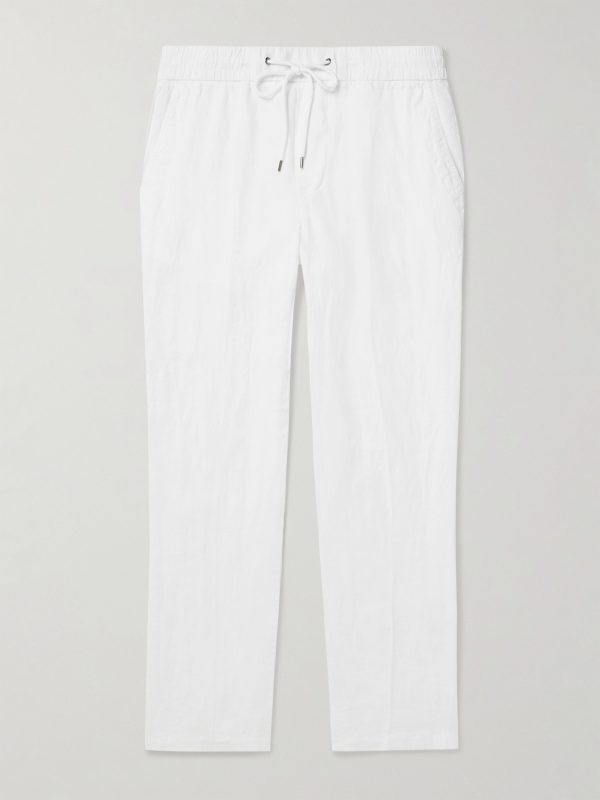Straight-Leg Garment-Dyed Linen Drawstring Trousers Straight-Leg Garment-Dyed Linen Drawstring Trousers