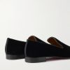 Dandelion Grosgrain-Trimmed Velvet Loafers - BK Dandelion Grosgrain-Trimmed Velvet Loafers - BK