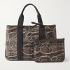 Leather-Trimmed Scritto Checked Jacquard Tote Bag - E2 Leather-Trimmed Scritto Checked Jacquard Tote Bag - E2