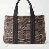 Leather-Trimmed Scritto Checked Jacquard Tote Bag Leather-Trimmed Scritto Checked Jacquard Tote Bag