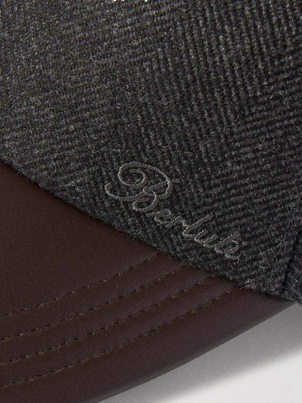 Logo-Embroidered Leather-Trimmed Wool Baseball Cap - CU