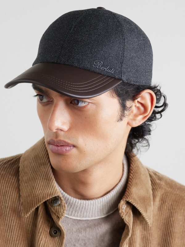 Logo-Embroidered Leather-Trimmed Wool Baseball Cap - OU