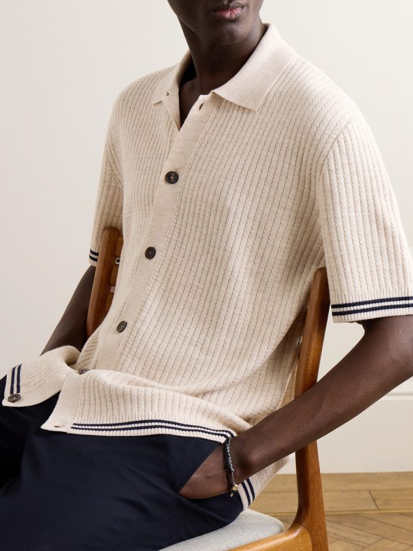 Striped Ribbed Merino Wool Shirt - FR
