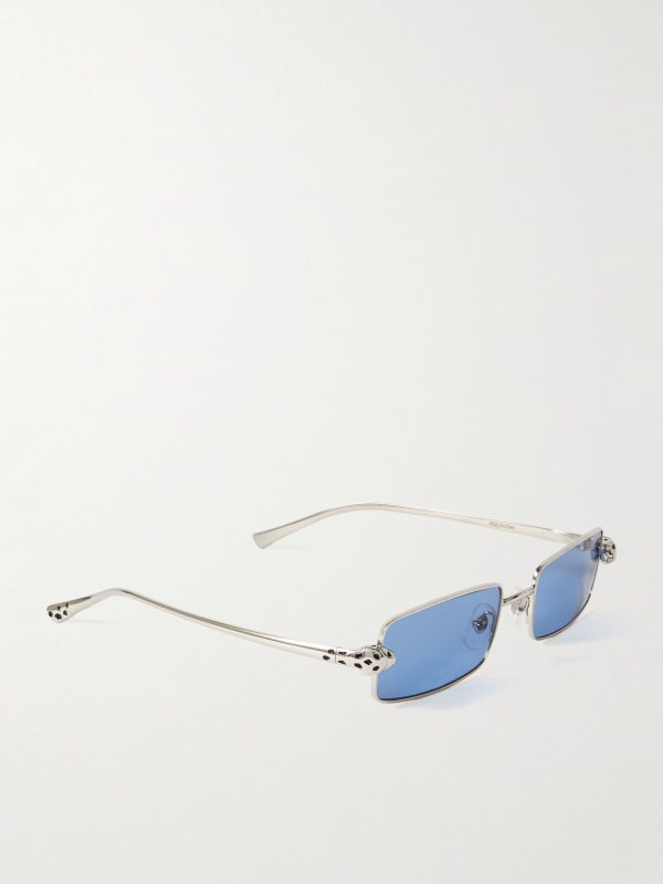Panthère de Cartier Rectangle-Frame Silver-Tone Sunglasses - FR Panthère de Cartier Rectangle-Frame Silver-Tone Sunglasses - FR