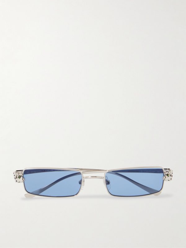 Panthère de Cartier Rectangle-Frame Silver-Tone Sunglasses Panthère de Cartier Rectangle-Frame Silver-Tone Sunglasses